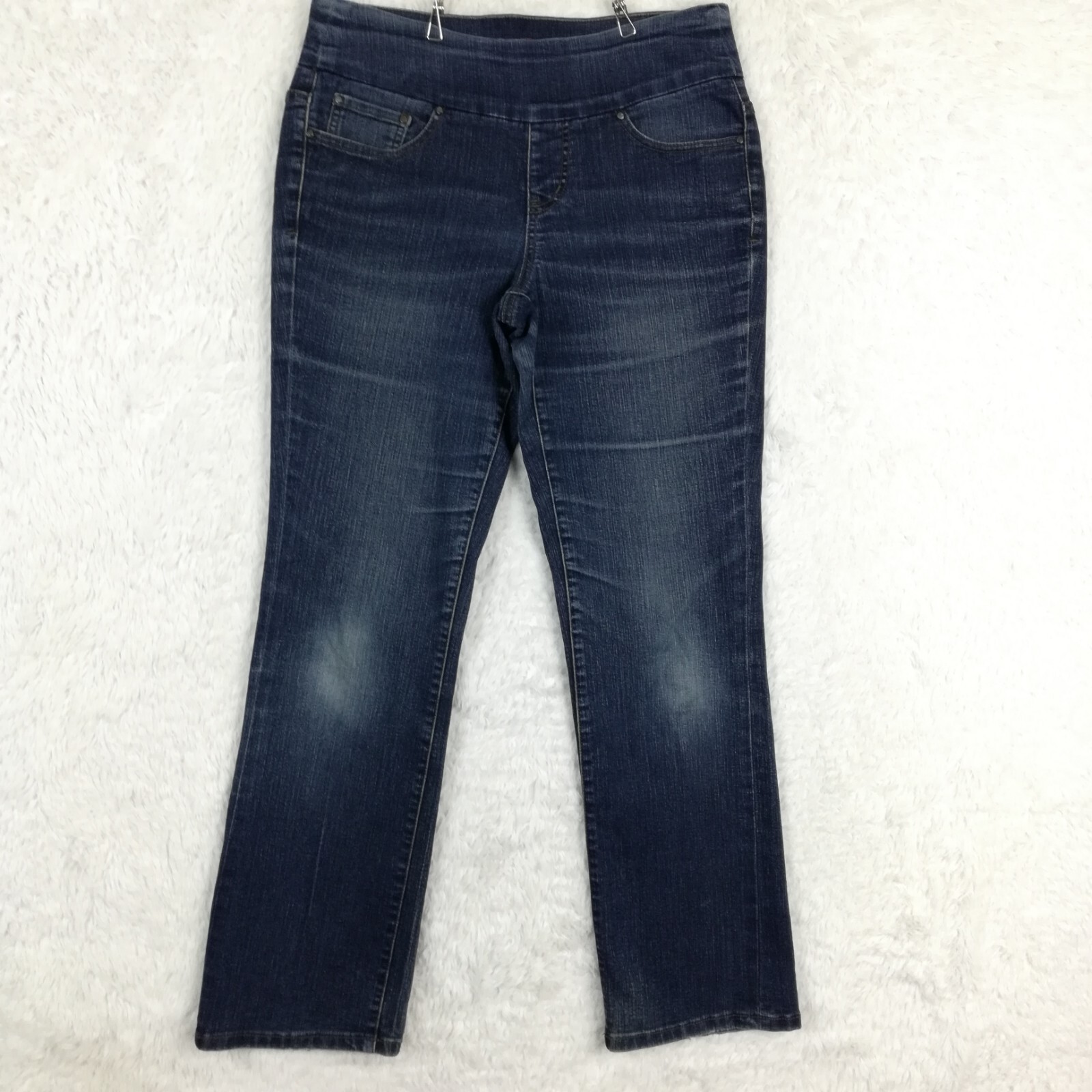 Jag Womens Jeans High Rise Boot Leg Denim Blue Indigo Wash Pull On Short 6S