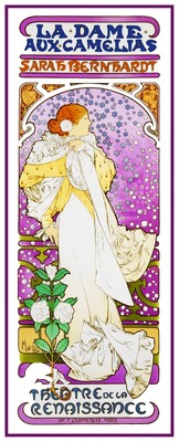 Art Nouveau Mucha's La Dame Aux Camelia Counted Cross Stitch Chart Pattern