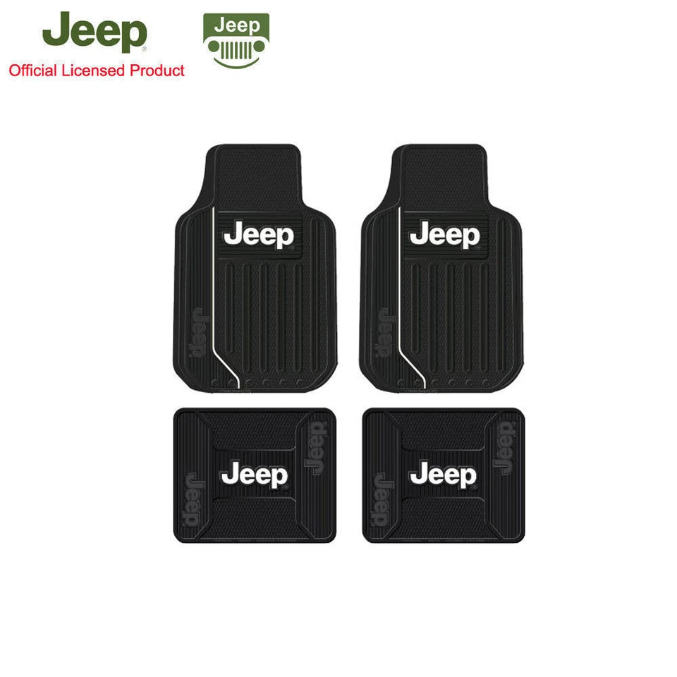 New 8pcs JEEP Elite Style Car Truck All Weather Floor Mats Steering Wheel Cover Foto 3 de 3