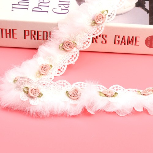 3 Meter Faux Rabbit Fur Lace Trimming DIY Clothes Furry Trim Flower Accessories - Picture 4 of 9