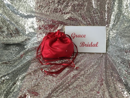 RUBY RED SATIN DOLLY BAG BRIDAL WEDDING MAID. PROMFLOWER GIRL*UK MADE/SELLER* - Picture 17 of 27