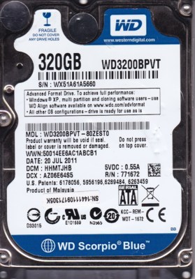 FOR DATA RECOVERY WD3200BPVT-80ZEST0 dcm: HHMTJHB  2.5''  SATA  BAD SECTOR 5021