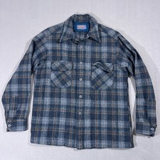 Pendleton Button Up Pure Virgin Wool Flannel Men L Made In USA 60s 70s RARE VTG