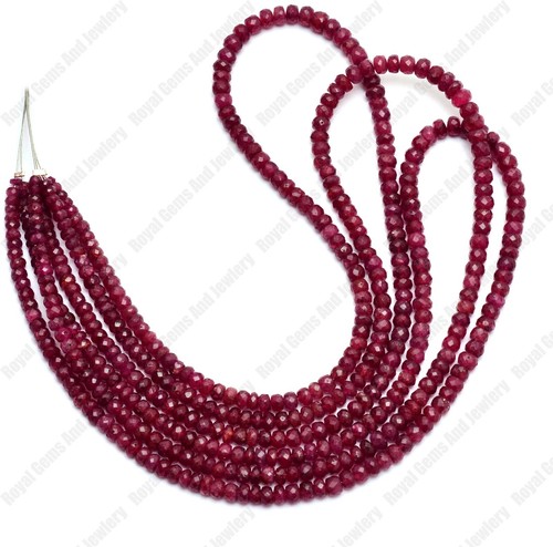 Natural Ruby Gemstone 3-5mm Faceted Rondelle Jewelry Beads 16"Inch Strand - Picture 4 of 4
