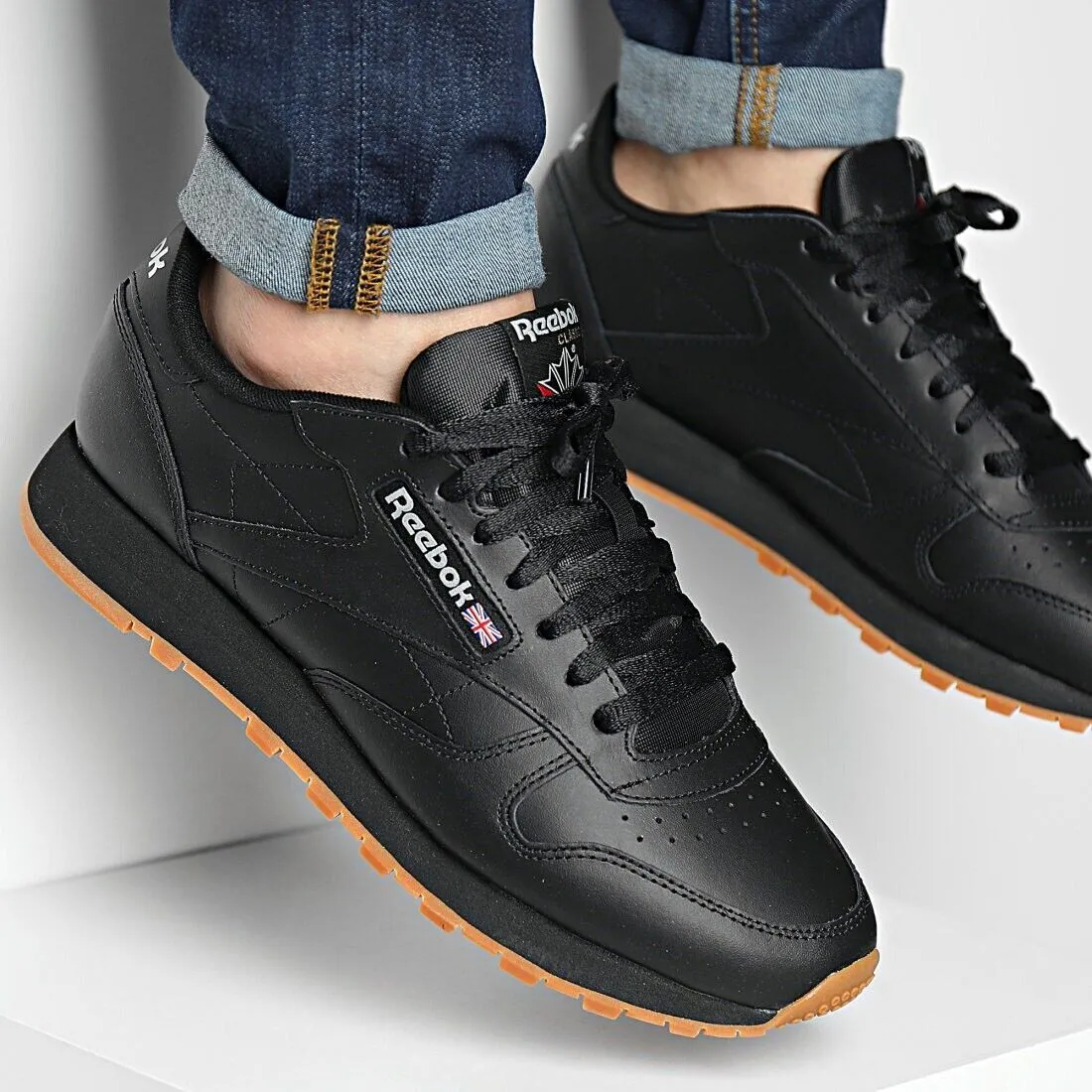 Reebok Leather Black Gum GY0954 Sneakers Sizes - 13 | eBay