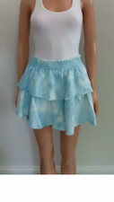 Love Shack Fancy Small Ruffle Tye Dye Blue Mini skirt