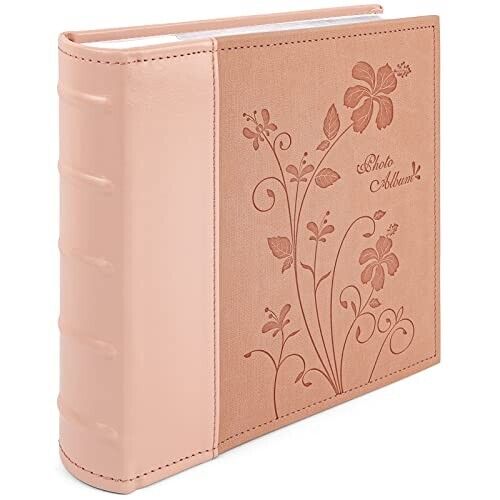 Photo Album Holds 200 4x6 Horizontal Pictures Faux Leather for Christmas Pink - Picture 3 of 7