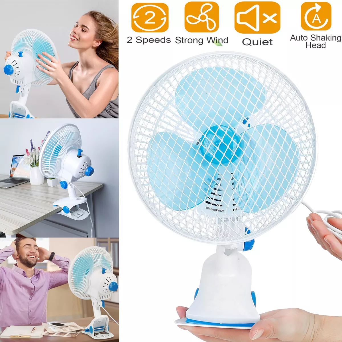 8.6 Portable Desk Fan Oscillating Fans Mini Clip Fan Stroller Cooling Fan  Quiet