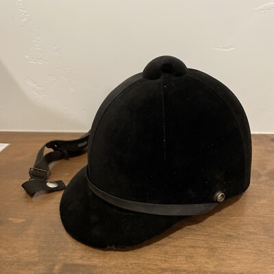 Vntg Beaufort Black Velvet Equestrian English Riding Helmet Hunt Cap  unsized