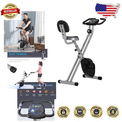 Foldable Magnetic Resistance Exercise Bike - 8 Levels, Space-Saving Home Fitness