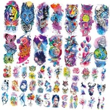 JEEFONNA 86 Sheets Temporary Tattoo, 14 Sheets Large Half Arm Fake Tattoos,