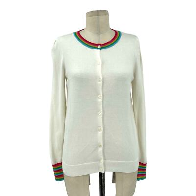 NWT Boden Lytton Sparkle Cardigan Sweater Ivory Rainbow Style US 4