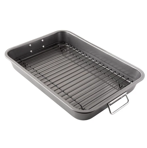 Nonstick Carbon Steel Large Roasting Pan with Rack, Turkey Roasting Pans for Ove