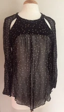 ISABEL MARANT Etoile 38/6 PREWITT Black & Tan Floral Print Blouse Top Tunic#1280