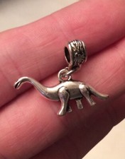 BRONTOSAURUS DINOSAUR CHARM, BRACELET BAIL BEAD Coated For No Tarnishing