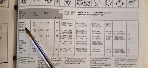 Peugeot 204,304,305 (XK5,XL5,XL5S,XR5) Main Bearings 0.30mm =M5353SA VPM91865 - Picture 5 of 6