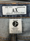 AX Armani Exchange J40 women’s size 8 short regular bootleg jeans with faded blue denim and white label reading “Made in U.S.A.”