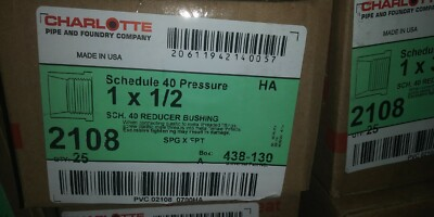 #ad CHARLOTTE SCHEDULE 40 PRESSURE 1x1 2quot; REDUCER BUSHING 2108 438 130 25 PC LOT $19.99