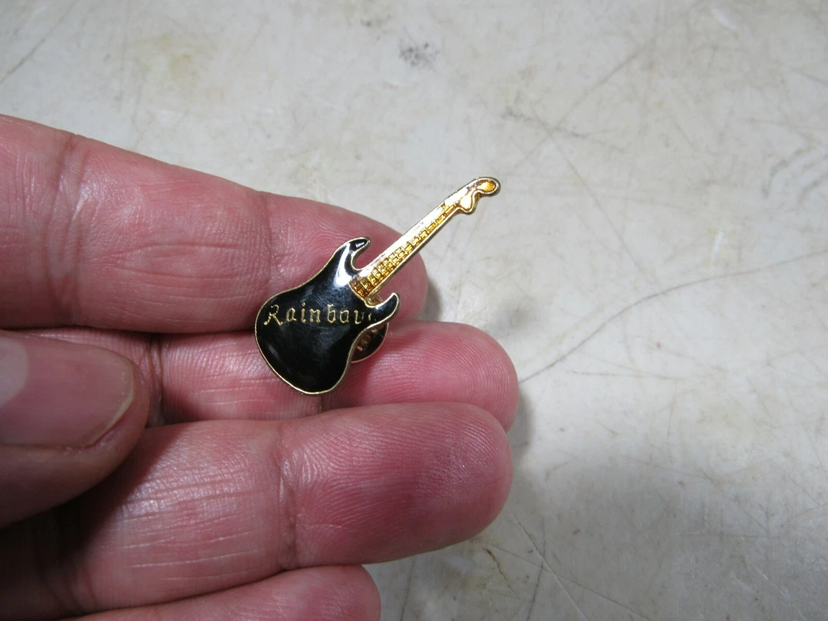 Vintage Rainbow Guitar Enamel Type Stud Pin Brooch Button Ritchie