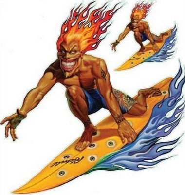 Aufkleber-Set ausgeflippter Surf Freak 17 x 14 cm Wave Dancer Decal Sticker 