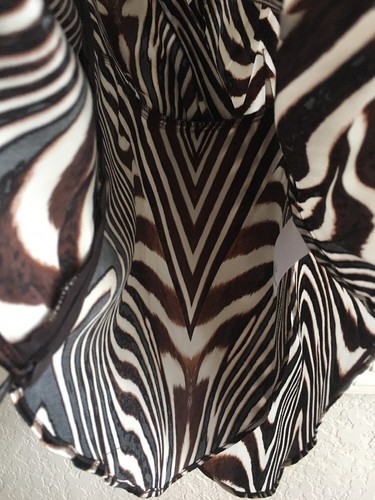 Womens Classiques Entier Sleeveless Silk Blouse XS Zebra Animal Print Brown - Picture 3 of 10