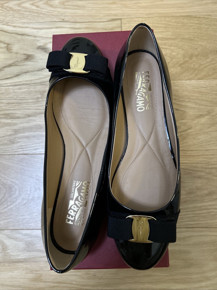 Salvatore Ferragamo varina black Patent calf shoes size 10 | eBay