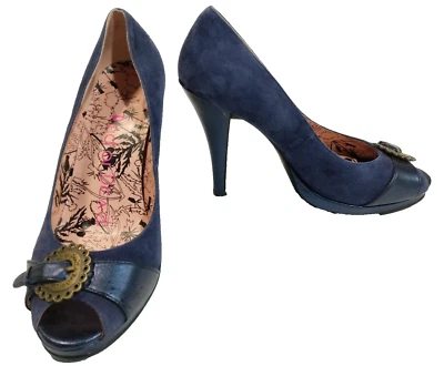 Red Or Dead blue - purple suede peep toe heels Shoes Punk Rockabilly sexy RoD - Image 1 of 4