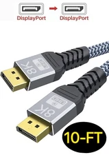 UHD 8K DisplayPort Cable 10FT 8K@60hz, 4K@144hz32.4Gbps, HDR, HBR3 DP to DP Cord