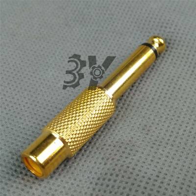 6.35mm male plug to RCA Female jack MONO Phono adapter Gold 1/4''