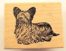 Psx Long Hair Yorkie Puppy Dog Doggie Wooden Rubber Stamp