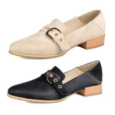 Oversize Women's Dress Shoes Round Toe Loafer Formal Chunky Heels Buckle  Fashion | eBay