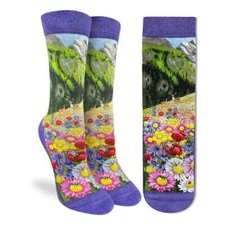 Floral Meadow Women Active Fit Crew Socks Size 9-11 Good Luck Fashion New