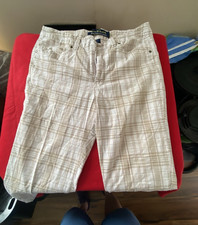 Gloria Vanderbilt Womens Beige White Plaid Pu...