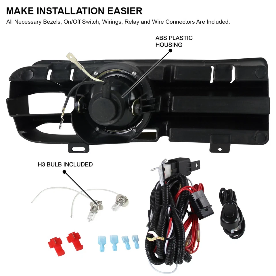 Fits 1999-2004 Volkswagen Golf TDI GTI MK4 Clear Fog Lights Lamps+Switch+Wirings - Image 4 of 4
