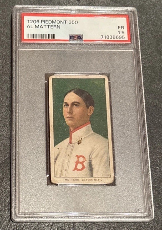1909-11 T206 Al Mattern Boston Red Sox Piedmont 350 Tobacco Card PSA 1.5