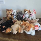 9 Ty Beanie Babies - All Dogs / Puppies with Heart Tags - Vintage