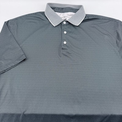 Hickey Freeman Golf Polo Shirt Mens XXL Grey Geometric Performance Stretch Short