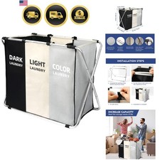 180L Large Laundry Basket, Freestanding Laundry Hamper, Collapsible Tall Clothes