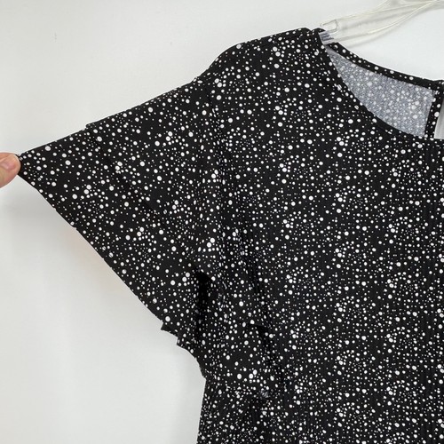 Blusa Pullover Plisado Tejido Top Adrianna Papell Mujer XL Negro Blanco Estampado de Lunares - Imagen 2 de 7