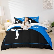 Taekwondo Duvet Cover,Kids Japanese Style Bedding Twin 68"x90" Kungfu 03