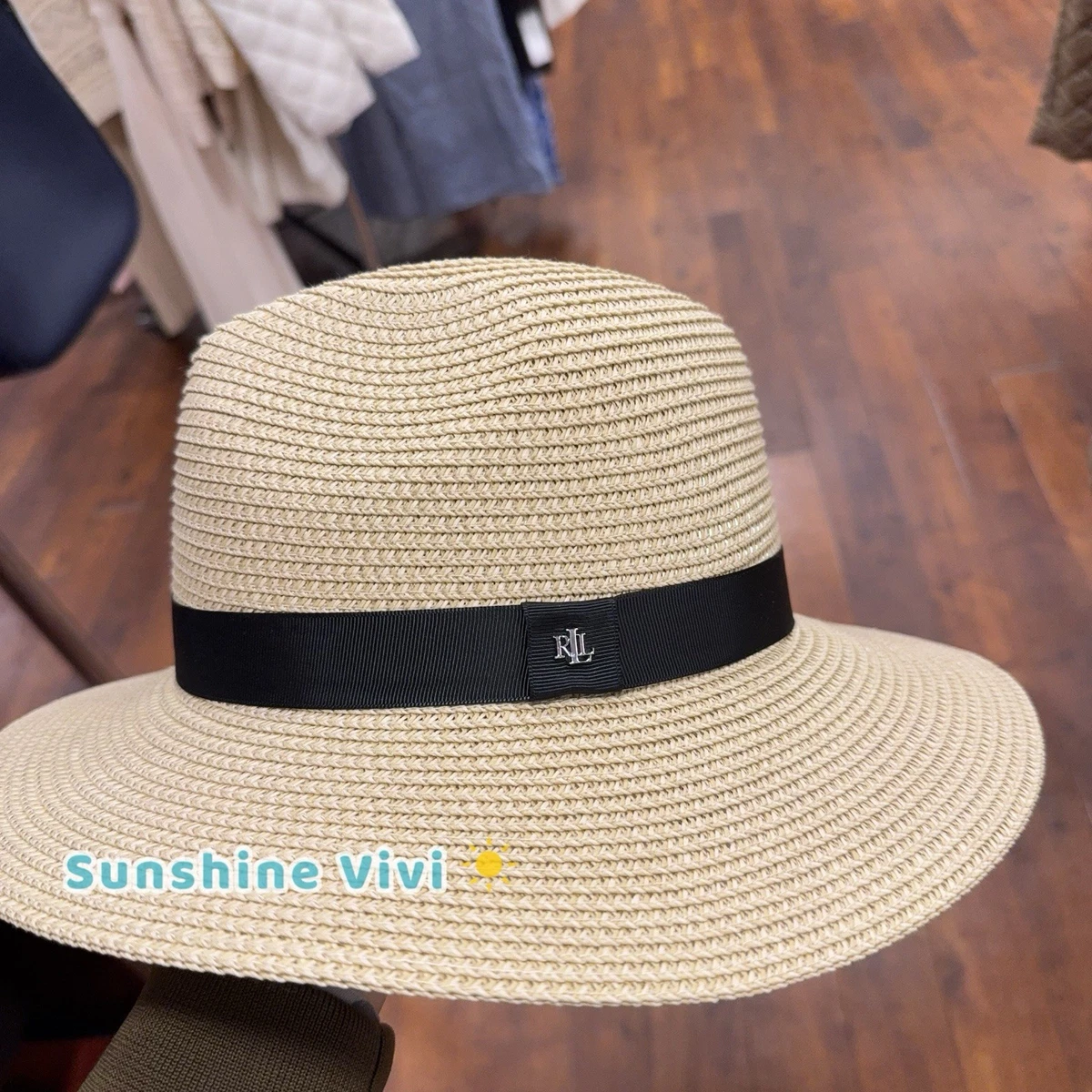Lauren Ralph Lauren Black Straw Fedora with Brown Band Cohen Raffia Braid Straw Fedora Hat – Village Hat Shop main image 2
