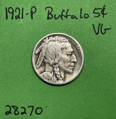 1921-P Buffalo 🦬 Indian Head Nickel 5c Vg Very Good