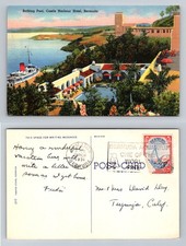 Castle Harbour, BM-Bermuda, Pool Hotel Terrace Harbor Vintage c1951 Postcard
