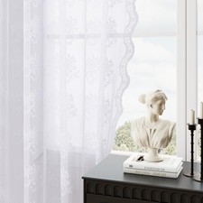 White Lace Curtains 45 Inch Length 2 Panels 52"W x 45"L Pack of 2 Pure White
