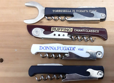 4 x Kellnermesser Korkenzieher mit Flaschenöffner werbung italien italia