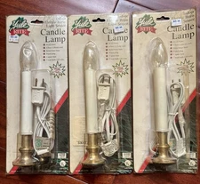 3 NOS Indoor Electric Light Sensor Yule Rite Candlestick Lamps Brass Base w/Bulb