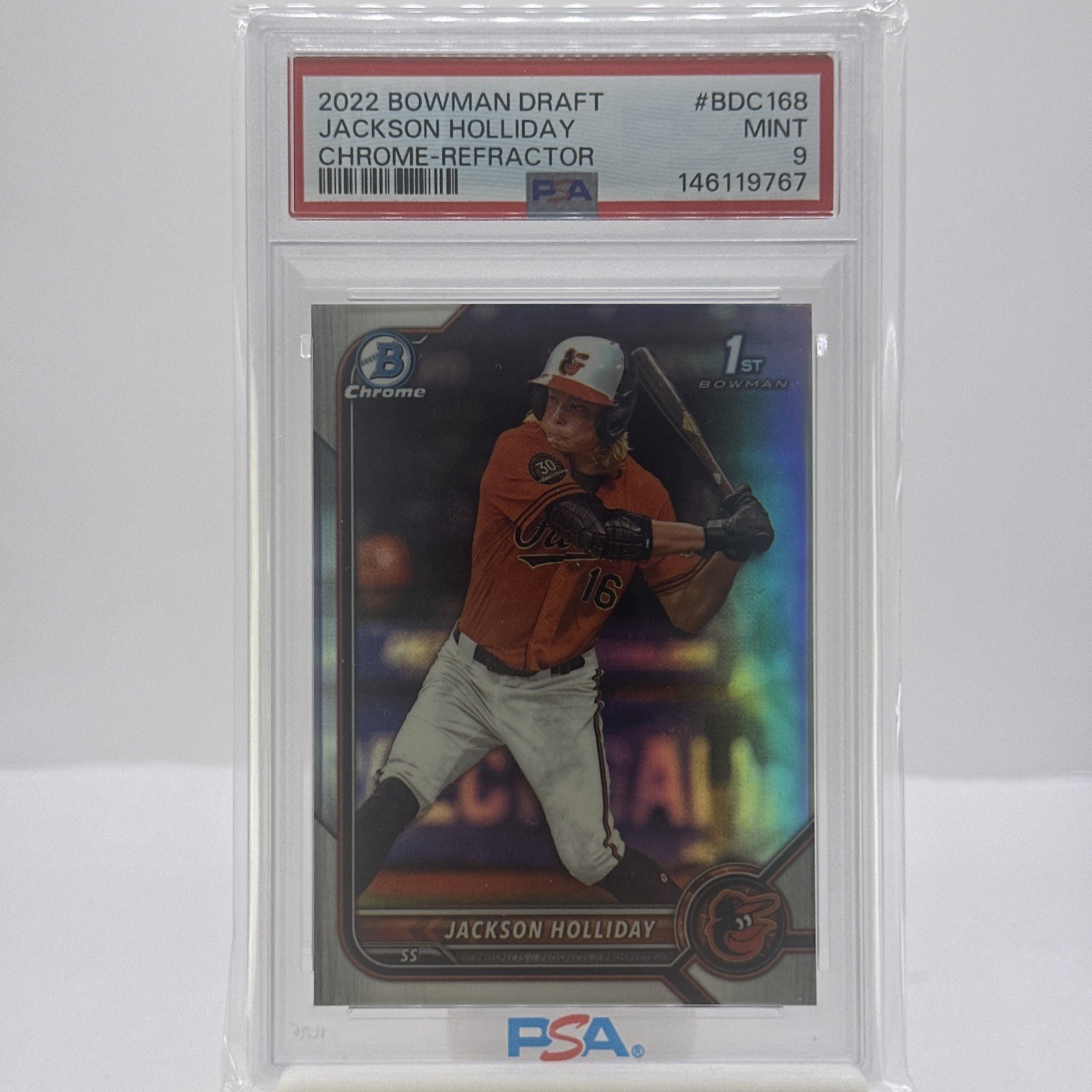 2022 Bowman Draft - Chrome Jackson Holliday #BDC-168 Refractor (RC) PSA 9