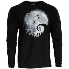 Mad Engine Nightmare Before Christmas Moon Adult Long Sleeve Black Shirt