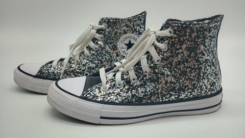 Converse All Star Chuck Taylor High Top Glitter Shoes Girls Kids Size 4