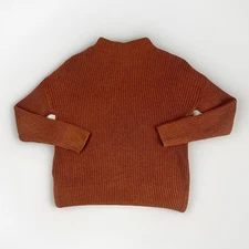 Max Studio Women’s M Rust Orange Cotton Ribbed Chunky Knit Mock Neck Sweater